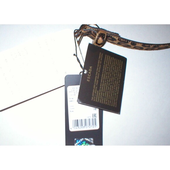 New Womens Designer Escada NWT $495 Leopard Belt Leather Logo Fur 70 27.5 XXS XS - Picture 7 of 11